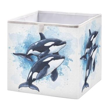 Imagem de SEHANY Cesto de armazenamento dobrável para golfinhos saltadores, organizador de tecido grande, dobrável, para roupas, brinquedos, livros, armário, berçário, 38 x 27 x 17 cm