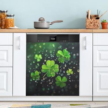 Imagem de ATTX Capa magnética para lava-louças trevo verde trevo, 58,4 cm C x 66 cm A decoração da capa da máquina de lavar louça, decalques de armário doméstico eletrodomésticos adesivos #10