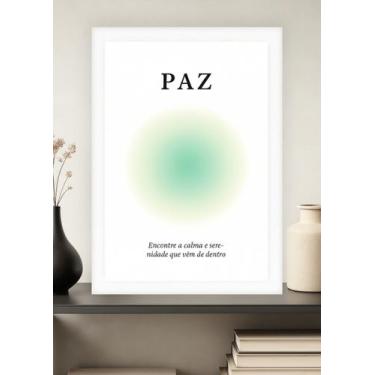 Imagem de Quadro Paz Interior Serenidade com Vidro e Moldura Branca Tamanho:21cm