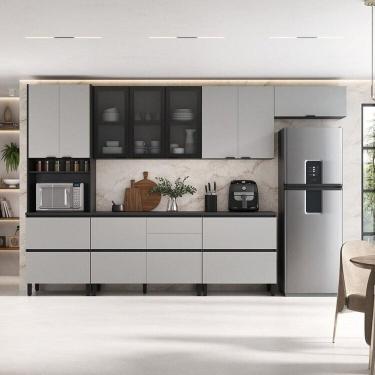 Imagem de Cozinha Modulada 6 Peças 11 Portas 6 Gavetas Mdf Dodradiça Slow Motion Lúmina Itatiaia Grafite/cinza Grafite/Cinza