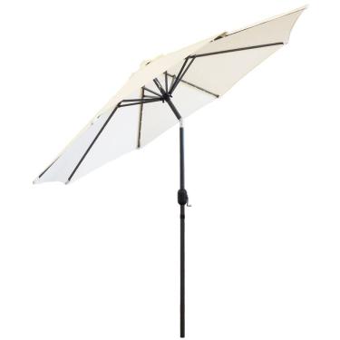 Imagem de Ombrelone Base Central Articulado Redondo 2,7m Branco Off White Alumínio Led Piscina Importway