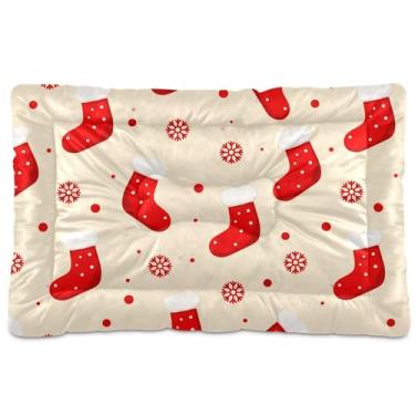 Imagem de SEHANY Cama de Natal para cães e gatos com fundo antiderrapante, cama de canil, colchão macio para animais de estimação, lavável, almofada de cama para cães pequenos, médios e grandes, gatos, 61 x 45