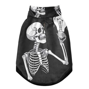 Imagem de SEHANY Casaco de cachorro com tatuagem de caveira para cães pequenos, superquente, à prova de vento, jaqueta de inverno, macia, aconchegante para animais de estimação, moletom para clima frio na neve