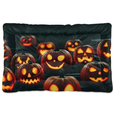 Imagem de SEHANY Cama de Halloween Pumpkins para cães e gatos com fundo antiderrapante, cama de canil, colchão macio para animais de estimação, lavável para cães pequenos, médios e grandes, gatos, 61 x 45 cm