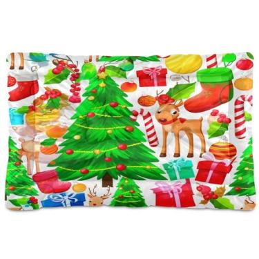 Imagem de SEHANY Cama de árvore de Natal em aquarela para cães e gatos com fundo antiderrapante, caixa de canil, colchão macio para animais de estimação, lavável para cães pequenos, médios e grandes, gatos, 61