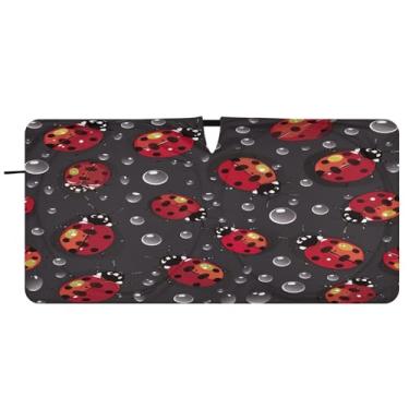 Imagem de ATTX Para-brisa de carro Red Ladybugs - 149.9 cmx76.2 cm Universal Sun Shield Visor | Acessórios automotivos refletores de calor para proteção do para-brisa dianteiro #845