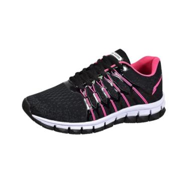 Imagem de Tênis Esportivo Feminino, Preto e Rosa, Solado Flexível, Running e Caminhada mega oly (pt/pink, BR, Adulto, Numérico, 40)