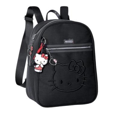 Imagem de Mochila Hello Kitty Semax Média Fofa Chaveiro Casual HK26080 Cor:Preto