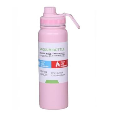 Imagem de Garrafa Térmica Inox 800ml Com Alça e Bico Isolamento a Vácuo 12h Quente ou Frio Com Infusor de Chá (ROSA)