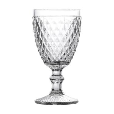 Imagem de Conjunto de Taças de Vinho em Vidro, 230ml, Transparente, Design Bico de Abacaxi, Lapidação Portuguesa, para Vinhos e Espumantes, Ocasiões Especiais, 2 Peças