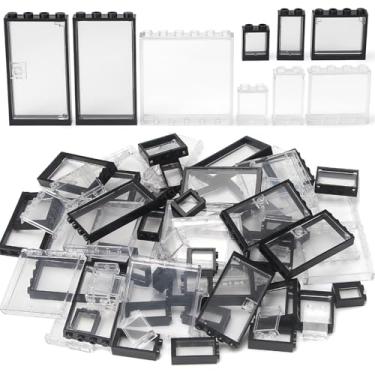 Imagem de Feleph Tranparent Clear Windows and Doors Building Bricks Kit Bulk 130 Pieces and Parts Accessories Classic MOC Block Set for House Decoration Compatible with Major Brands (Black)