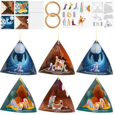 Imagem de Colarr 24 Set Christmas Nativity Craft Sticker Make Your Own Xmas Jesus Birth Scene Bible Crafts 3D House Gift for Christmas Activities Sunday School Christian Holy Night