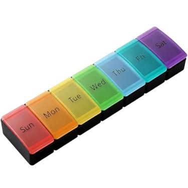 Imagem de Wopanxye Organizador semanal de comprimidos, caixa de comprimidos portátil de 7 dias, dispensador de medicamentos com 7 compartimentos, fácil de abrir, adequado para idosos, armazenamento de vitaminas