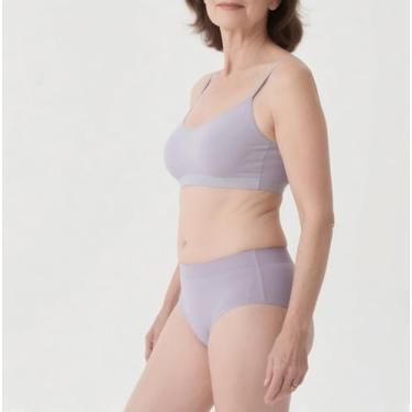 Imagem de Roupa íntima feminina de cintura alta para incontinência, acabamento fosco, sem produtos químicos, proteção desodorizante para vazamento da bexiga (lilás, médio)