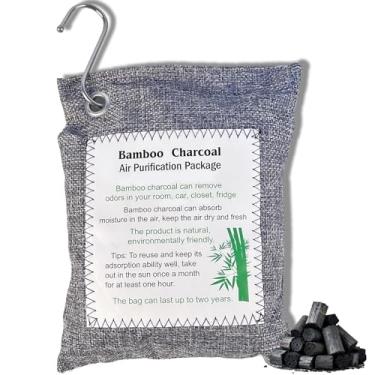 Imagem de Saco purificador de ar de carvão de bambu, absorvente de odor natural para casa e carro, cinza