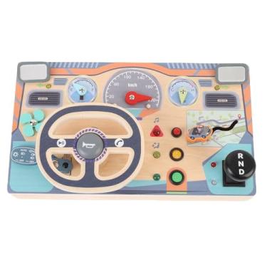 Imagem de Jiawu Brinquedo Educacional de Madeira para Crianças, Volante Ocupado para Brincar de Fingir, Placa de Atividades de Aprendizagem Precoce para Crianças