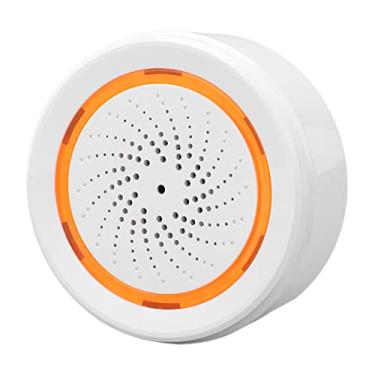 Imagem de FTVOGUE Alarme de Luz Sonora Inteligente, 18 Tons Selecionáveis, Sirene de Controle Sem Fio 90dB, Controle de APP, Alimentado por USB Com 2 Baterias CR123A, Sensor de Movimento de Suporte, Sensor de