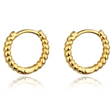 Imagem de FLORA ARGOLA FOLHEADA OURO 18K DETALHADA TORCIDA (DOURADO, PEQUENO)