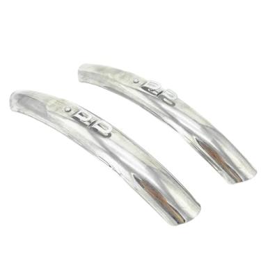 Imagem de Para-lama de aço inoxidável retrô para bicicleta aro 700c (24/26 polegadas) para bicicleta urbana, de estrada ou de marcha fixa, dianteiro e traseiro, prateado.