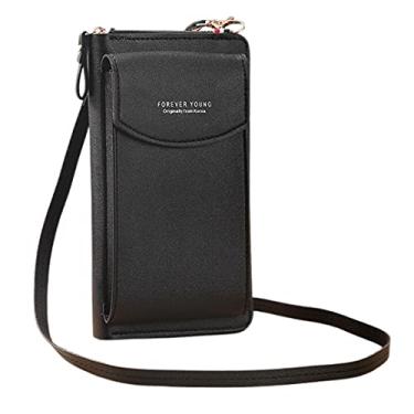 Imagem de Bolsa Feminina Ombro Pequena Porta Carteira e Celular Transversal (Preto)