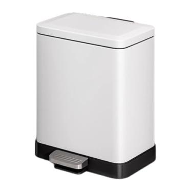 Imagem de uhyOHF Lixeira de banheiro de aço inoxidável de 20 litros com tampa, pedal resistente a impressões digitais e balde interno removível Ideal para cozinha de casa e escritório (branco-10L