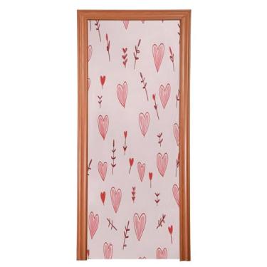 Imagem de Wassud Capa de porta corações e flechas dia dos namorados decoração de festival ao ar livre faixa interna decoração de casa grande decoração de porta da frente 81 x 200 cm