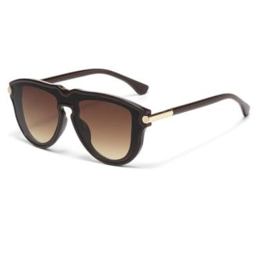 Imagem de VFDHN Óculos de Sol de Armação Grande Femininos e Masculinos, Moda Luxo, Modelo Único, Proteção UV400 (TYJ382-3)