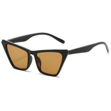 Imagem de Óculos de sol estilo olho de gato, armação grande clássica, feminino, masculino, vintage, para dirigir, para viagem, UV400 (chá preto)