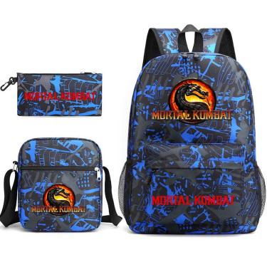 Imagem de Conjunto de mochilas escolares Mortal Kombat, 3 peças com bolsa de ombro