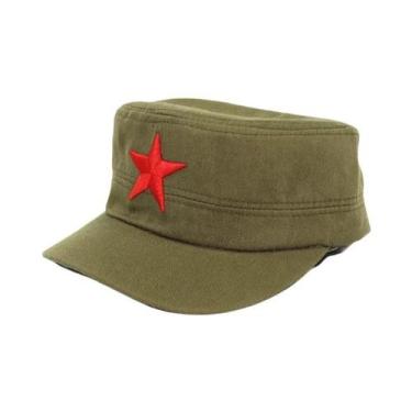 Imagem de Boné Militar Unissex De Algodão Com Estrela Vermelha Chapéu De Topo Pl