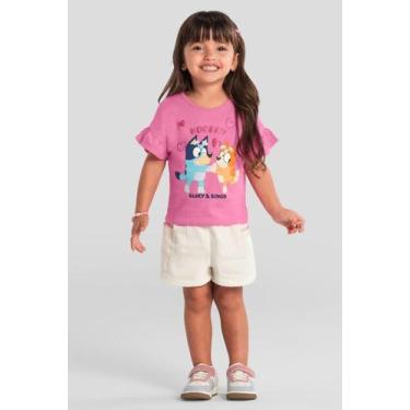 Imagem de Blusa infantil menina da Bluey com glitter Brandili, 1, Rosa