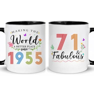 Imagem de Choinn 1955 Presentes de aniversário de 71 anos para mulheres e homens, presente de aniversário de 71 anos, caneca de café para mãe, pai, avó, vovô, ideias de presentes de aniversário de 71 anos, Dia