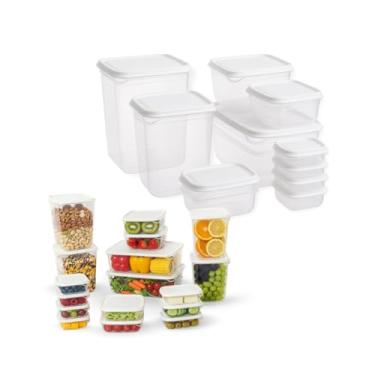Imagem de Kit 17 Potes Herméticos Com Tampa, Porta Alimentos e Mantimentos, Armário Plástico Conservação de Frescura Cozinha Geladeira Embalagem de Ingredientes Microondas Seguro - Premium®