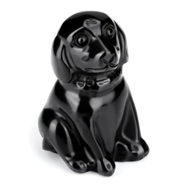 Imagem de MANIFO Estatueta de cachorro de cristal obsidiana preta com pedra preciosa curativa, estátua de cachorro de pedra fofa da sorte, ornamento para amantes de cães, presentes de cristais de escritório em