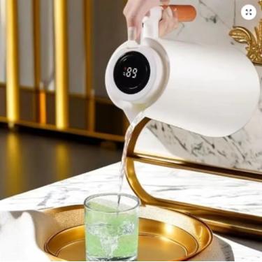 Imagem de Garrafa Térmica com Termômetro Digital LED, Aço Inoxidável, 1 Litro, Isolamento a Vácuo, Tampa à Prova de Vazamento