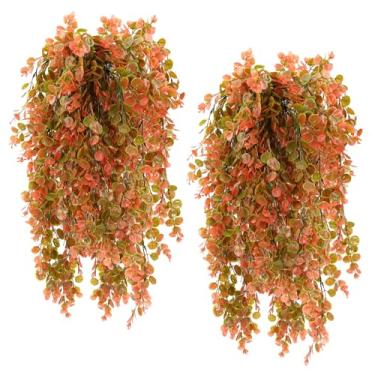 Imagem de Conjunto de 4 peças de plantas verdes artificiais para pendurar samambaias artificiais e eucalipto, ideal para decoração de casa, casamentos, varandas, varandas e jardins, decoração versátil para