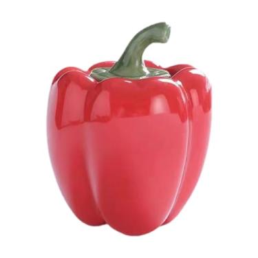 Imagem de Ioensy Pote hermético para folhas de chá, em formato de pimenta, para armazenar vegetais. Objeto criativo e colecionável, ideal para artesanato e decoração, Vermelho
