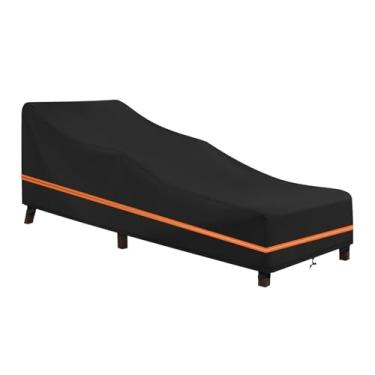 Imagem de Capa de espreguiçadeira à prova d'água para uso externo – 600D resistente à prova de vento, capa de sala de estar de piscina com proteção para todos os climas (200 x 76 x 71 cm A, preta)