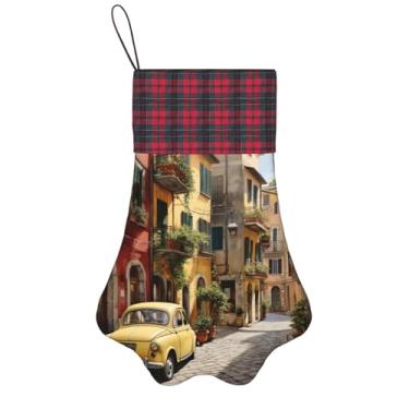Imagem de Impressão de rua italiana meias de Natal animais de estimação decoração de natal cães gatos árvore decoração doce presente conveniente