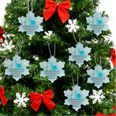 Imagem de 1 peça de decoração de amizade em forma de floco de neve, enfeite de vidro marinho feito à mão, pingente de Natal para enfeites de pendurar em árvore de Natal (6 x 6,5 cm)