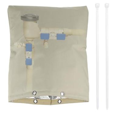 Imagem de HUAREW Capa de isolamento para prevenção de refluxo, 40,6 x 50,8 cm, 5 camadas, disjuntor de vácuo, válvula de aspersão, tampa da torneira para proteção contra congelamento de inverno bege