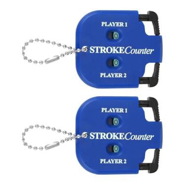 Imagem de 2 Peças Contadores Tacadas Golfe, Mini Contador Pontuação Portátil com Design Quadrado Contador Tacadas para 2 Jogadores para Competições e Jogos de Treino de Golfe (Azul)