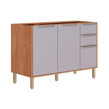 Imagem de Balcão De Cozinha Celeste C- 3 Portas E 2 Gavetas S-tampo 120cm Cinamomo-platina - Mgm