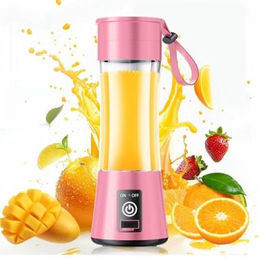 Imagem de Liquidificador portátil para batidos e vitaminas – Mini liquidificador USB recarregável tamanho pessoal recém-espremido, copo de viagem livre de BPA de 380 ml para piquenique/escritório/academia