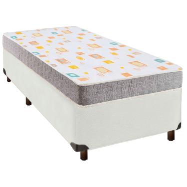 Imagem de Cama + Box Branco e Colchão D20 Solteiro Simples - D20 Inducol