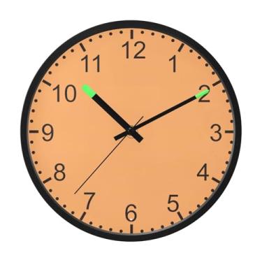 Imagem de ODAWA Relógio de parede de 30 cm marrom areia LED luz noturna relógio bateria