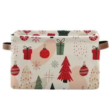 Imagem de Cesta de armazenamento para organização – Cestas retangulares de 36 cm x 26 cm para armário e organização doméstica, linda árvore de Natal, pacote com 1