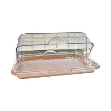 Imagem de Porta Pão Cristal com Tampa Retrátil Basculante | Armazenador Elegante para Pães e Doces