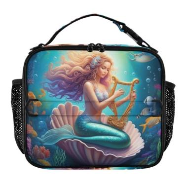 Imagem de Joisal Lancheira subaquática linda sereia para mulheres, meninas, lancheira, personalizada, infantil, masculina, lancheira para trabalho, bolsa térmica portátil para meninos