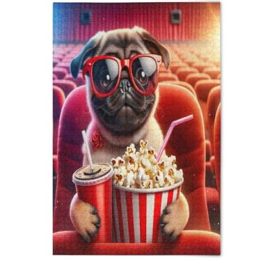 Imagem de Quebra-cabeças de desenho animado fofo de cachorro Pug vermelho, 500 peças para adultos, presentes divertidos de elefantes brancos, natureza, adultos, arte de paisagem floral, 500 peças, 52 x 37,8 cm